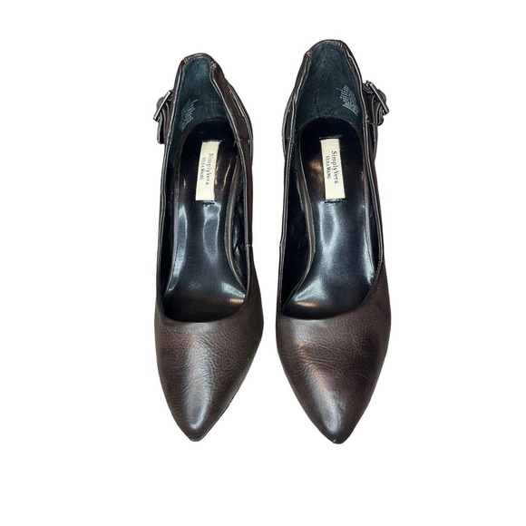 Simply Vera Vera Wang Brown Leather Stilettos Heels Womens Size 7 Pointed Toe - Picture 2 of 11